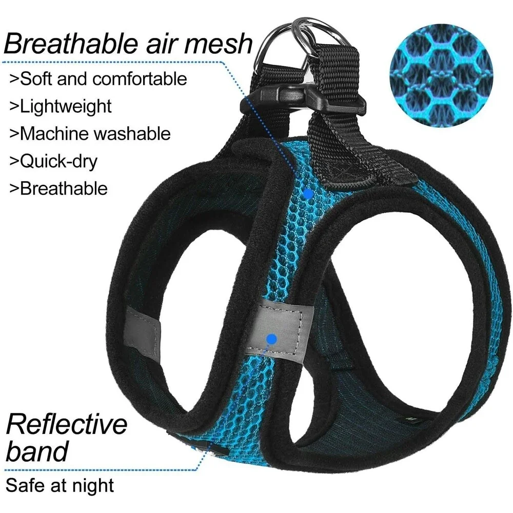 MatilorHarness Step-in Breathable Puppy Cat Dog Vest Harness - Blue
